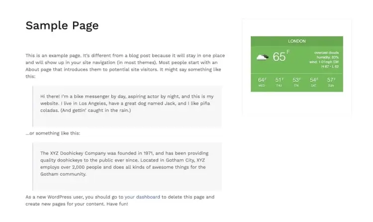 City Weather for WordPress