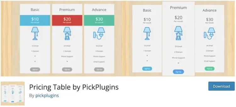 Free Pricing Table